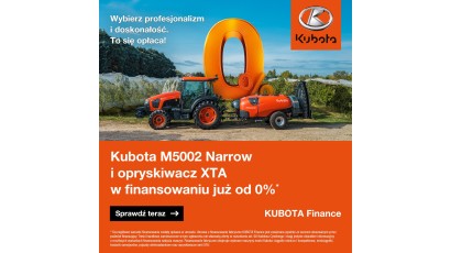 Kubota M5002 NARROW i Opryskiwacz XTA w Finansowaniu od 0 %